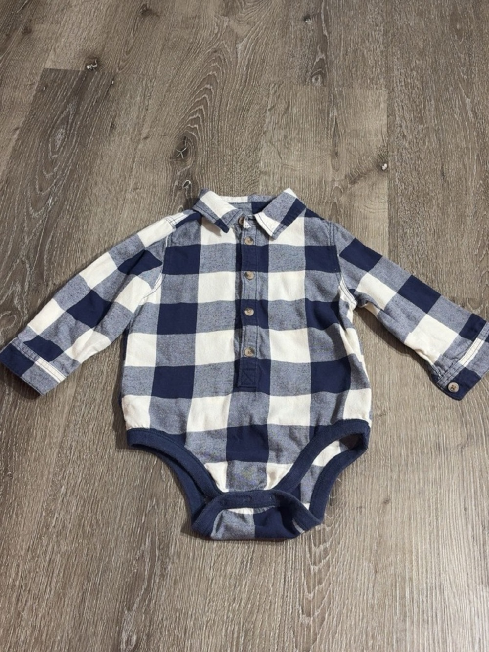 Old Navy Navy and White Buffalo Plaid Baby Button-Up
